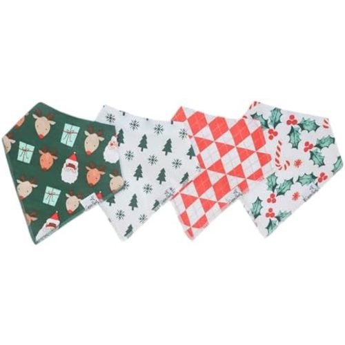 Copper Pearl Baby Bandana Bibs - 4 Pack Soft Cotton Bibs for Drooling & Teething, Absorbent, Adjustable Fit, Many Styles