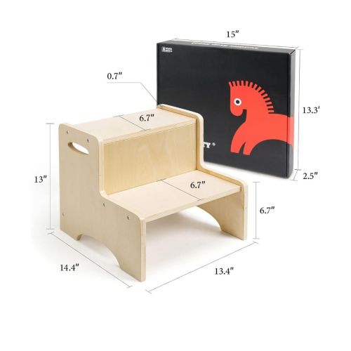 Wood City Toddler Step Stool, Two Step for Bathroom or Kitchen