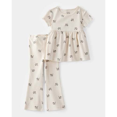 Toddler 2-Piece Dog Print Ribbed Tee & Pull-On Pant Set - Ivory - Carter's | Carter's