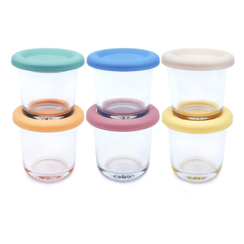 Elk and Friends 4oz Borosilicate Glass Baby Food Storage Jars with Silicone Lid | Strong Glass | Set of 6 | Microwave, Oven & Dishwasher Safe | Infant and Babies