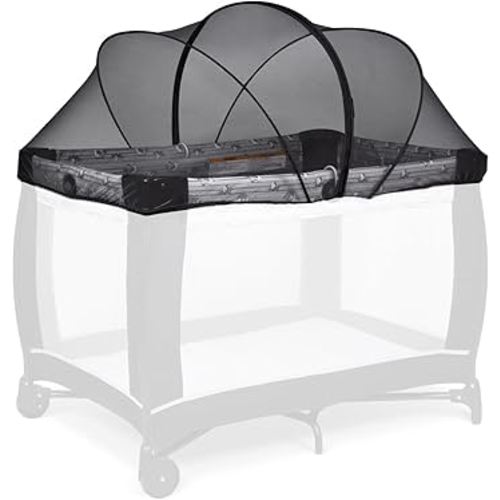 Beberoad Love Pack and Play Cover Playpen Mosquito Net Cover to Keep Cats Out Breathable Net Cover with 2-Way Zipper (Black)