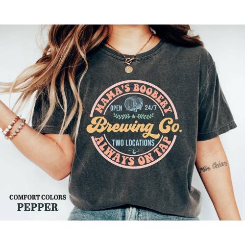 Mamas Boobery Breastfeeding Shirt Funny Mom Sweater - New Mom Gift - Crewneck by Always on Tap Brewing Co - Mamas Boobery Brewing Co