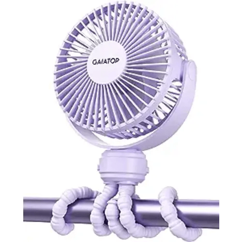 Gaiatop Mini Electric Fan with 360 Rotation, 5.5mm Gaps, Rechargeable Battery, 3 Speeds, Purple - purple