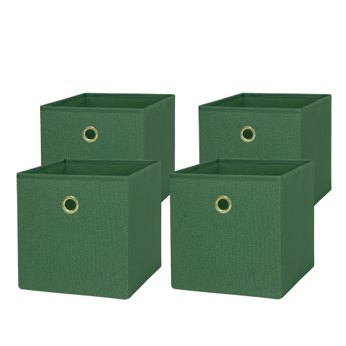 Mainstays Collapsible Fabric Cube Storage Bins (10.5" x 10.5"), 4 Pack, Green Boucle