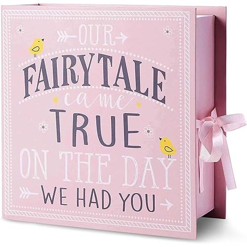 VOTUM Baby Keepsake Box for Treasured Memories, Fairytale - Lightweight, Handcrafted Baby Boxes with 9 Labeled Compartments for First Memories - Gender Neutral Baby Shower Gifts for Girls, Boys