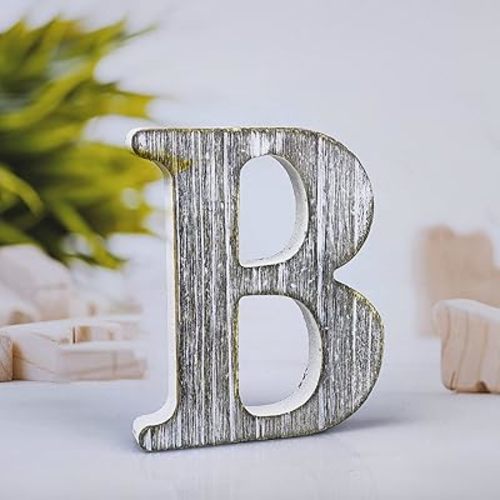 4 Inch Wood Letters Unfinished Rustic Wood Letters for Wall Decor Decorative Standing Letters Slices Sign Board Decoration for Craft Home Party Projects (B)