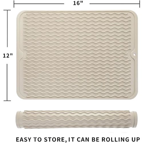 MicoYang Silicone Dish Drying Mat Black L(16× 12) 