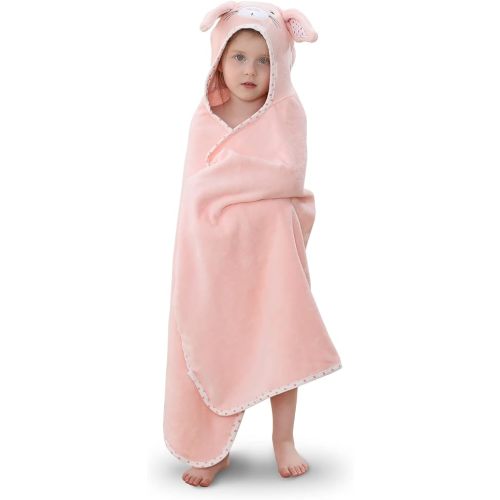 Hooded Towel for Kids 100% Cotton Ultra Soft with Unique Animal Design Large for Infants 3-10 Years (Bunny)