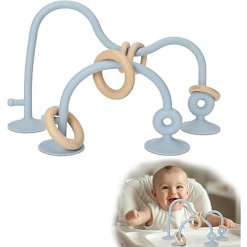 Socub High Chair Suction Cup Toy for Babies 6-12 18 Months, Montessori Educational Interactive Table Toys | Silicone Teething Toy, Baby Sensory Teether Chew Toys for Infants & Toddlers (Blue)