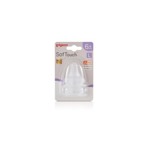 Pigeon SofTouch III Peristaltic + Teat L 2Pk | Bottle Teats | Baby Bunting AU