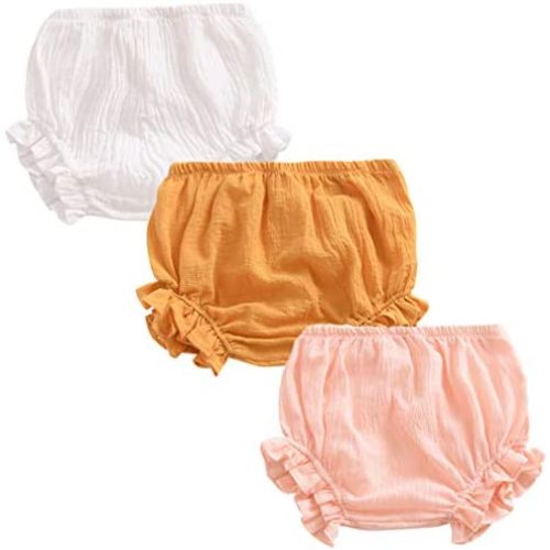 3PC Shorts Set Newborn Baby Girls Boys Pants Cotton Linen Blend Cute Floral Bloomers Triangle Shorts