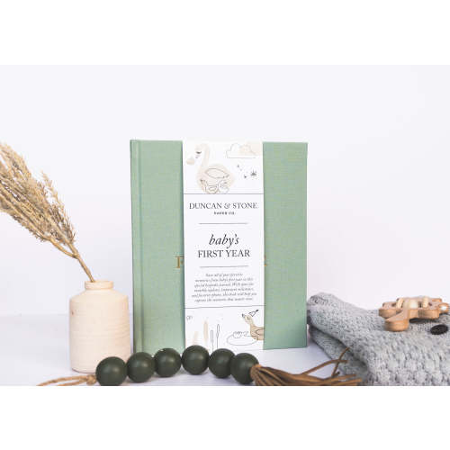 Baby's First Year Memory Book & Baby Photo Album by Duncan & Stone – Green