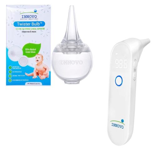 Innovo Ear Syringe and Nasal Aspirator and Ear Thermometer Digital Bundle