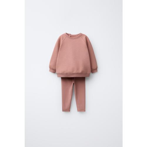 PLAIN SWEATSHIRT AND LEGGING SET - Chalk pink | ZARA United States