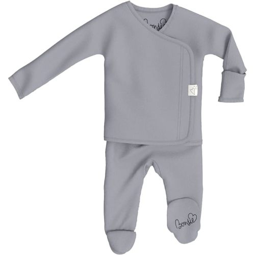 Bonsie Skin to Skin Babywear Footie - Gray Baby Footed Bodysuit - Fog - 0-3 Months