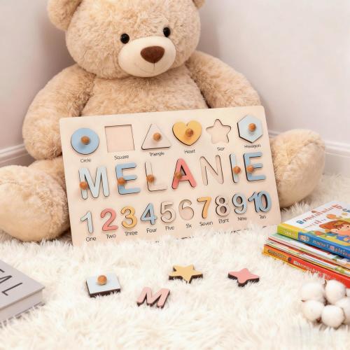Personalized Wooden Name Puzzle with Pegs, Nursery Decoration, Toddler Toys, Baby Shower Gift, First Birthday Gift, Baby Name Puzzle Gift