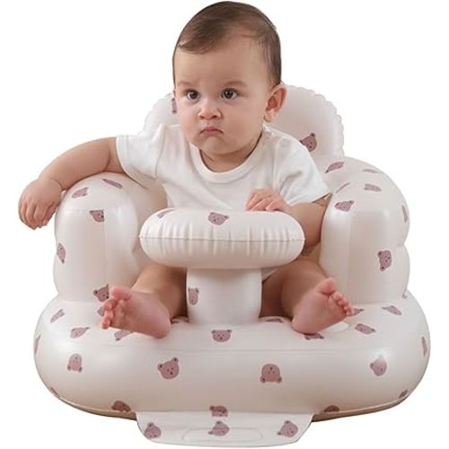 Upgrade Inflatable Baby Seat with Tray for Babies 3-36 Months, Built in Air Pump Bumbo Seat with Tray, Load-Capable Baby Chair Sit Me up Floor Seat for Baby, Learning to Sit&Feeding