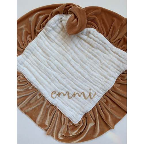 Loveys Muslin Velvet Heavenly Six Layers with Personalized Hand Embroidered Name ~ Baby Lovey ~ Organic Available ~ Gauze Lovey Blanket