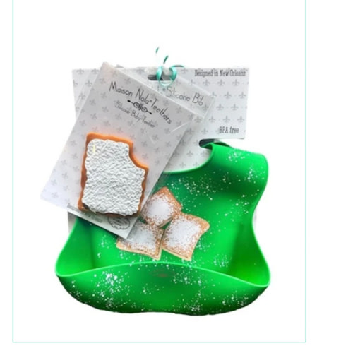 Baby's First Beignet Gift Bundle | Silicone Bucket Bib and Teether - ZukaBaby