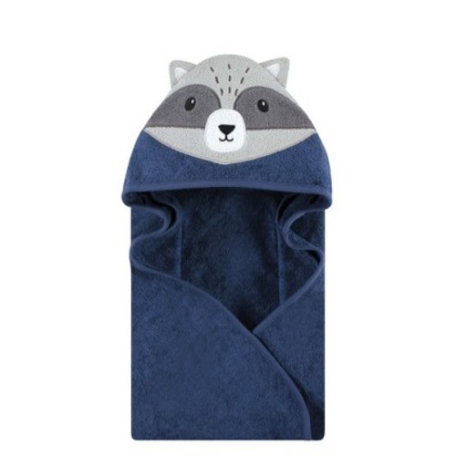 Hudson Baby Infant Boy Cotton Animal Face Hooded Towel, Raccoon, One Size