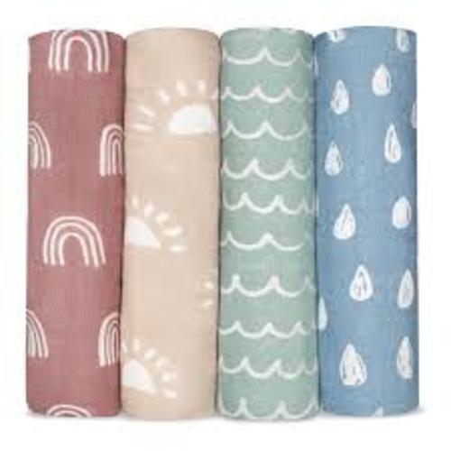 Comfy Cubs Muslin Swaddle Blankets Pack of 4, 47 x 47 Inches, Soft Cotton Baby Blanket Set, Large Multipurpose Swaddling Wraps for Newborns - Self-Soothing Swaddle - Sun, Rainbow, Rain, Doodle - Google Search