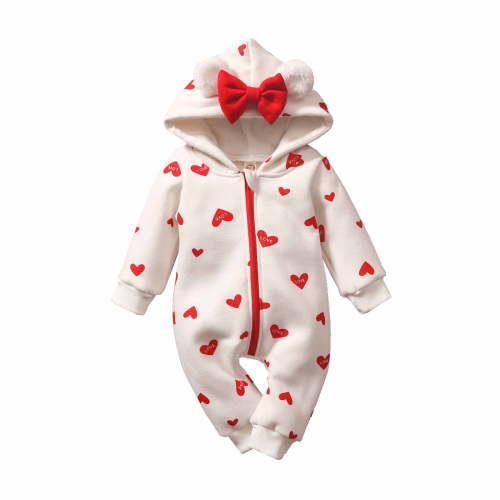 Penkiiy Spring And Autumn Infant Toddler Baby Love Bow Zipper Shirt Long Sleeve Hooded Romper Thin Bodysuit Jumpsuit Baby Sleep and Play Pajamas 0-3 Months White 2023 Summer Deal