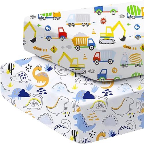 2 Pack Crib Sheets 52in x 28in | Bedding for Cot Bed Soft Breathable Cotton Sheets for Standard Crib and Toddler Mattresses, Nursery Sheet