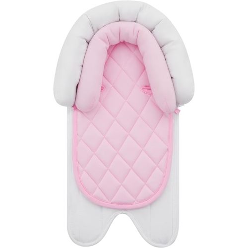 Pro Goleem Car Seat Head Support Infant, Soft Infant Car Seat Insert, 2 in 1 Carseat Head Support for Newborn, Perfect for Car Seat, Stroller, Swing, Bouncer, Pink and White