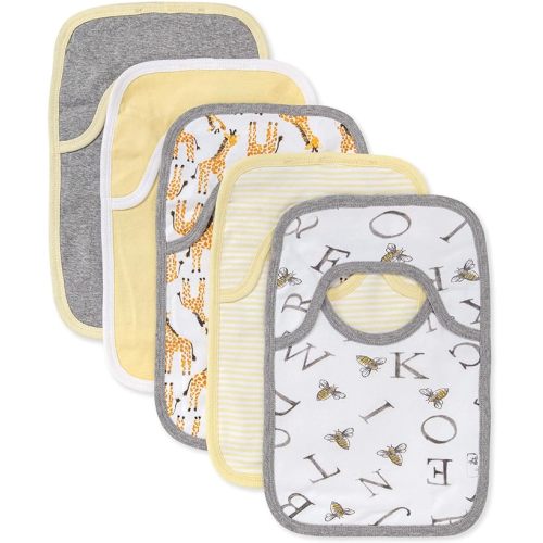 Burt's Bees Baby Bibs, Lap-Shoulder Drool Cloths, 100% Organic Cotton with Absorbent Terry Towel Backing