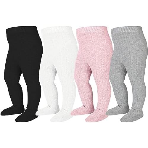 Baby Tights Cable Knit Tights Baby Leggings Seamless Cotton Stockings Pantyhose 3/4 Pack for Infants Toddlers 0-5T