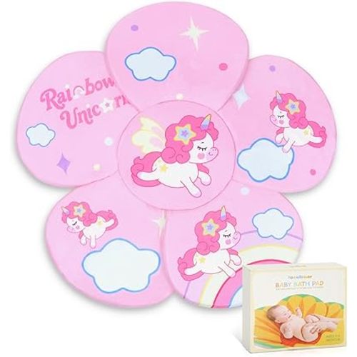 Baby Bath Cushion - Newborn & Infant Lotus Bath Flower Baby with Soft Cover - Travel Bathtub Insert Pad for Kitchen Sink, Shower & Tub - Flower Bathing Pillow with Patented Comfort & Support (Unicorn)