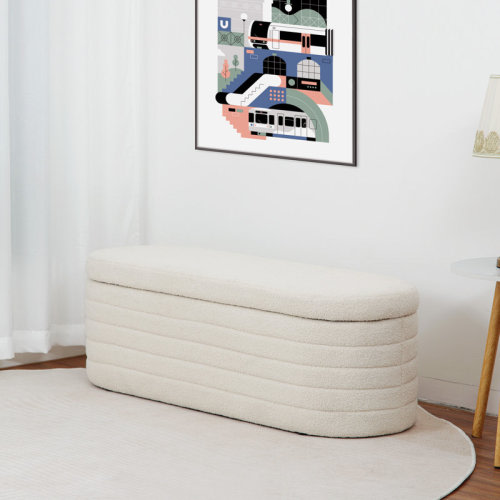Mercer41 Matt Upholstered 45.5" Teddy Fabric Fluffy Faux Fur Flip Top Storage Bench & Reviews | Wayfair