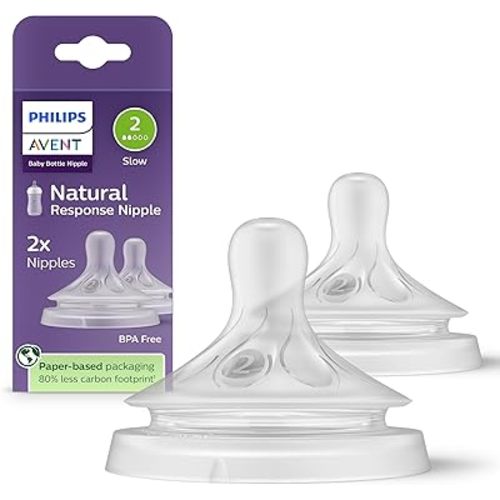 Philips Avent Natural Baby Bottle Nipple, Newborn 0M+, 2pk, SCF651/23