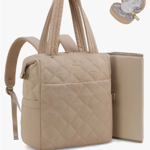 LOVEVOOK Diaper Bag Backpack,Diaper Bag Tote for Mom Dad with Changing Pad,Insulated Pockets, Convertible Lightweight Baby Backpack with Pacifier Case（Khaki）