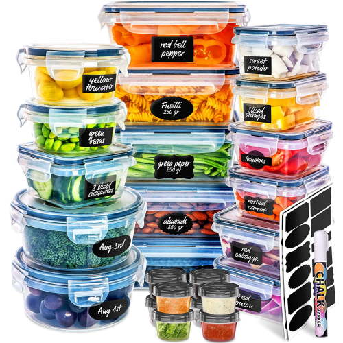 Fullstar, Meal Prep Container, Food Storage Container Sets, Airtight Containers With Lids, 50 Pcs, Marker & Labels