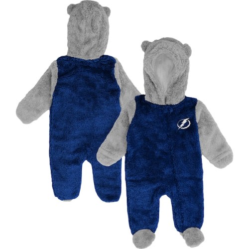 Tampa Bay Lightning Newborn & Infant Game Nap Teddy Fleece Bunting Full-Zip Sleeper - Blue