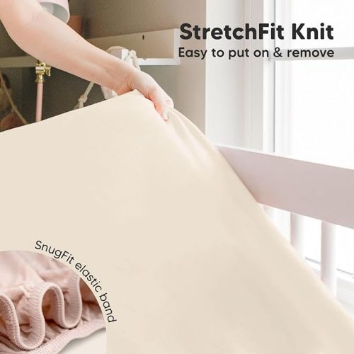 2-Pack Crib Sheets for Boys,Girls - Viscose Derived from Bamboo Fitted Crib Sheet, Organic Baby Crib Sheets, Crib Mattress Sheet,Toddler Bed Sheets,Baby Sheets for Crib Fitted Sheets(Cameo)