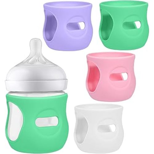 BUSOHA 4 Pack Silicone Sleeves for Avent Baby Bottles - Anti Breakage Baby Bottle Holder for Avent Natural Glass Baby Bottles,Compatible with Avent Baby Bottle,4oz.