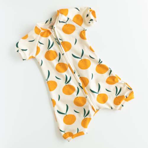 6-9 Orange Baby Zip Romper Outfit Short Sleeve One Piece Romper