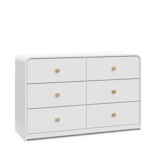 Storkcraft Santos 6 Drawer Nursery Double Dresser, White