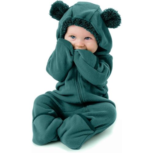 Cuddle Club Fleece Baby Bunting Bodysuit with Hood, Convertible Mittens & Booties, Car Seat Friendly, Soft & Warm, Easy Zip