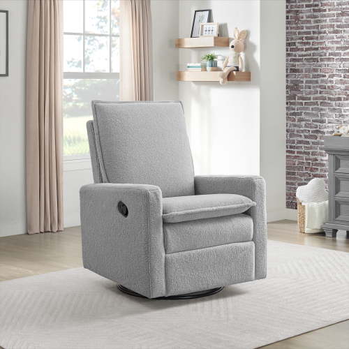 Oxford Baby Uptown Upholstered Glider Recliner Rocking Chair 360° Swivel for Nursery and Living Room – Boucle Koala Gray