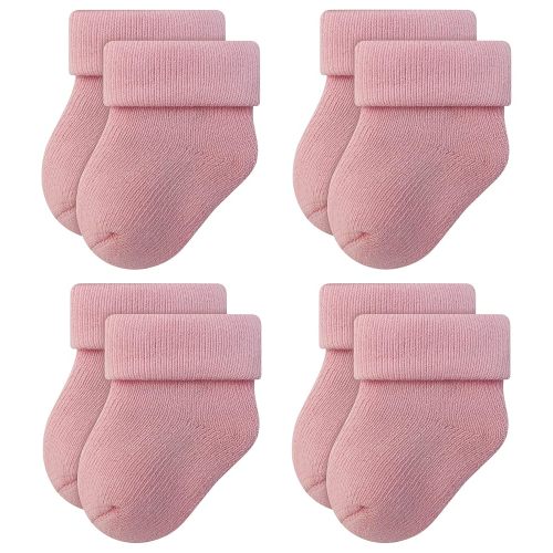 RATIVE Newborn Baby Socks 0-6,6-12 Months Terry Turn Cuff Socks for Boys Girls