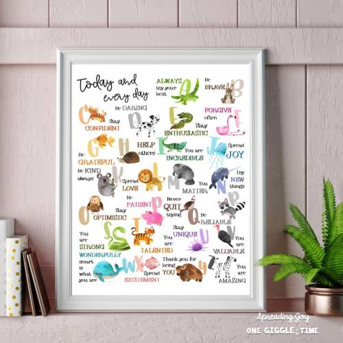 Alphabet Nursery Print Kids Room Wall Art Positive Affirmation Wall Art Nursery Decor Affirmation Poster for Kids