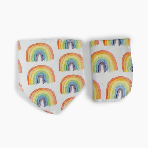 Stina & Mae Over the Rainbow Bibs & Burp Cloth Set
