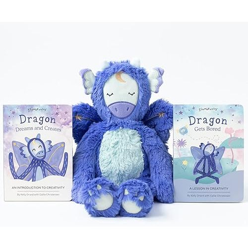 Slumberkins 14" Dragon Kin & 2 Board Books Complete Set Bundle | Promotes Creativity & Imaginative Play | Social Emotional Tools for Ages 0+ (Dragon Kin Plush + 2 Board Books)
