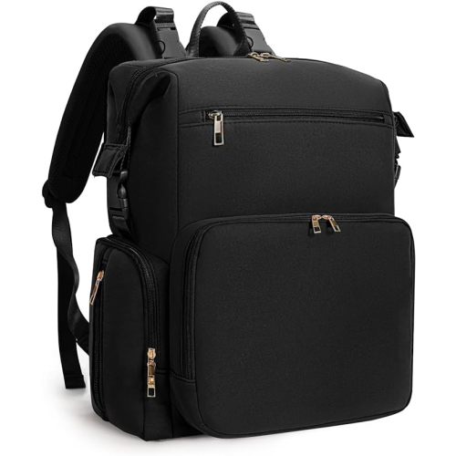 CEI-CEI Neoprene Diaper Bag Backpack with Changing Pad, Large Newborn Baby Maternity Bags Travel Tote with Insulated Pockets (Black)