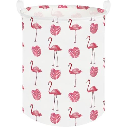 Flamingo Pink Laundry Hamper,Baby Girl Laundry Basket,Kids Toys/Books Bins,Nursery hamper,Canvas fabric waterproof collapsible storage box,Gift Baskets,Girls Room decor(Pink Flamingo)