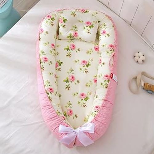 100% Cotton 𝗕𝗮𝗯𝘆 𝗻𝗲𝘀𝘁 𝗯𝗮𝗯𝘆 Lounger for 𝗻𝗲𝘄𝗯𝗼𝗿𝗻 for 𝗯𝗮𝗯𝘆 0-12𝗠 Bed for 𝗶𝗻𝗳𝐚𝗻𝘁 Co-Sleeping Travel Essentials Mattress Soft 𝗶𝗻𝗳𝐚𝗻𝘁 Floor