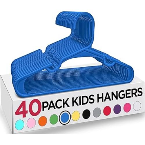 Utopia Home 40 Pack Kids Hangers - 11.5 Inch Plastic Baby Hangers for Closet - Childrens Hanger for Clothes & Infant Hanger for Closet - (Blue)